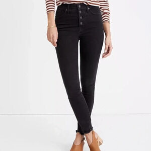 Madewell Berkeley Black 10" High-Rise Skinny Jeans Button-Through Edition